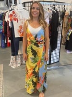 Desigual V Yaka Desenli Çok Renkli Uzun Elbise, 5003152462