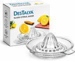 DESTALYA Cam Limon Sıkacağı | Portakal ve Narenciye Sıkacağı | Manuel, Şeffaf Cam, Kolay Temizlenir | Kulplu Taze Meyve Suyu Sıkacağı