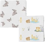 DEUX LAPINS% 100 Pamuk 2'li Müslin Bebek Örtüsü Iconıque Lapin & Ördek Desen 100x100 Cm 2PACK0120
