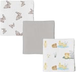 DEUX LAPINS% 100 Pamuk 3'lü Müslin Bebek Örtüsü Iconıque Lapin & Petits Canetons & Cotton Grey 100x100 THROW3PACK1003