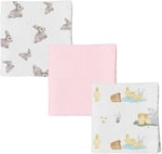 DEUX LAPINS% 100 Pamuk 3'lü Müslin Bebek Örtüsü Iconıque Lapin & Petits Canetons & Innocent Pink 100x100 THROW3PACK1004