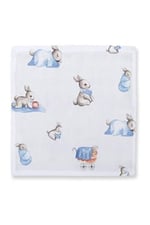 DEUX LAPINS% 100 Pamuk Bébé Lapin & Endless Blue 10`lu Müslin Bebek Ağız Bezi Paketi CLOTHMP2018-B