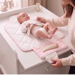 DEUX LAPINS% 100 Pamuk Çantalı Pratik Katlanabilir Alt Değiştirme Matı - Bébé Lapin Rose PAD1019