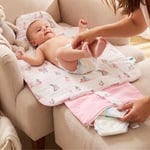 DEUX LAPINS% 100 Pamuk Çantalı Pratik Katlanabilir Alt Değiştirme Matı - Bébé Lapin Rose PAD1019