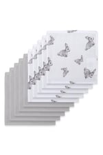 DEUX LAPINS% 100 Pamuk Iconique Lapin Cotton Grey 10`lu Müslin Ağız Bezi Paketi CLOTHMP2001-C
