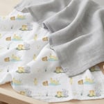 DEUX LAPINS% 100 Pamuk Müslin Bebek Örtüsü 100x100 Cm Petits Canetons - Yavru Ördek Desen THROW1020