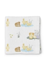 DEUX LAPINS% 100 Pamuk Müslin Bebek Örtüsü 100x100 Cm Petits Canetons - Yavru Ördek Desen THROW1020