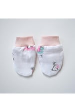 DEUX LAPINS% 100 Pamuk Müslin Eldiven – Bébé Lapin Rose YNDGELDVN-1019