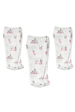 DEUX LAPINS% 100 Pamuk Müslin Patikli Alt 3’lü Set – Bébé Lapin Rose YNDGNALT-1018