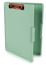 Dexas Slimcase 2 sıkıştırma tahtası, yan açıklık, 31,8 x 24,1 cm, deniz köpüğü yeşili, pembe altın klipsli