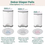 Diaper Dekor EKO Classic Bebek Bezi Kovası, Beyaz | SADECE Çevre Dostu Bebek Bezi Kovası%70 Geri Dönüştürülmüş Malzemelerden Yapılmıştır | Eller Serbest: Adım Bırakma - Tamamlandı | Uygun Maliyetli
