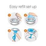 Diaper Genie Essentials Yuvarlak Yedek 8'li Paket | 2560'a Kadar Yenidoğan Bezi Tutar | Kokusuz Sürekli Film İçerir | Bebek Bezi Genie Komple ve İfade Kovaları ile Uyumlu
