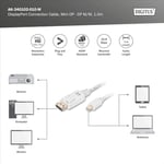 Digitus Assmann AK-340102-020-W Displayport Bağlantı Kablosu, Mini Dp - Dp M/M, 2.0M, W/Ara Kilit, Dp 1.1 - Seçenekler: 4K/60Hz - mini DP'den DP'ye, 2 m, 5 m