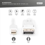 Digitus Assmann AK-340102-020-W Displayport Bağlantı Kablosu, Mini Dp - Dp M/M, 2.0M, W/Ara Kilit, Dp 1.1 - Seçenekler: 4K/60Hz - mini DP'den DP'ye, 2 m, 5 m
