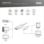 Digitus Assmann AK-340102-020-W Displayport Bağlantı Kablosu, Mini Dp - Dp M/M, 2.0M, W/Ara Kilit, Dp 1.1 - Seçenekler: 4K/60Hz - mini DP'den DP'ye, 2 m, 5 m