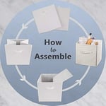 DII Dokumasız Saklama Koleksiyonu Puantiyeli Katlanabilir Çöp Kovası Büyük Set, 13x13x13 Küp, Beyaz ve Altın, 2 Parça