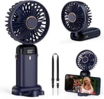 Dijital Göstergeli Mini Vantilatör, Şarjlı Masaüstü Vantilatör, Taşınabilir 12000 Rpm El Fanı, Ergonoik Tasarım, Kademeli ve Sessiz Çalışma, Soğutucu Mini El Fanı, El Tipi ve Masaüstü Kullanım