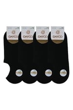 Dikişsiz Siyah Renk Kadın Bambu Sneakers Çorap (Görünmez Bambu Çorap) 4'lü Paket - 35-38 - 570SYH