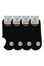 Dikişsiz Siyah Renk Kadın Bambu Sneakers Çorap (Görünmez Bambu Çorap) 4'lü Paket - 35-38 - 570SYH