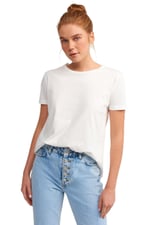 Dilvin Bisiklet Yaka Basic T-shirt Ekru ekru s