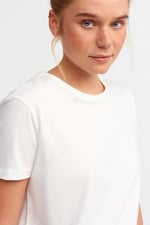 Dilvin Bisiklet Yaka Basic T-shirt Ekru ekru s