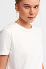 Dilvin Bisiklet Yaka Basic T-shirt Ekru ekru s