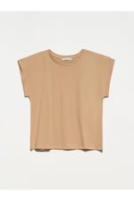 Dilvin Bisiklet Yaka T-shirt bej s