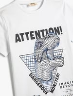 Dinozorlu Tişört Kısa Kollu Bisiklet Yaka Pamuklu