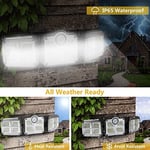 Dış mekan için solar lamba, hareket sensörlü, LED, 3 ayarlanabilir başlıklı, 270° geniş açılı, IP65 su geçirmez, 16,5 ft kablolu, iç ve dış mekanlar için uygundur