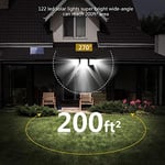 Dış mekan için solar lamba, hareket sensörlü, LED, 3 ayarlanabilir başlıklı, 270° geniş açılı, IP65 su geçirmez, 16,5 ft kablolu, iç ve dış mekanlar için uygundur