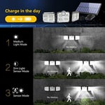 Dış mekan için solar lamba, hareket sensörlü, LED, 3 ayarlanabilir başlıklı, 270° geniş açılı, IP65 su geçirmez, 16,5 ft kablolu, iç ve dış mekanlar için uygundur