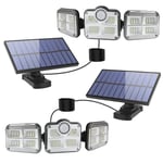 Dış mekan için solar lamba, hareket sensörlü, LED, 3 ayarlanabilir başlıklı, 270° geniş açılı, IP65 su geçirmez, 16,5 ft kablolu, iç ve dış mekanlar için uygundur