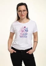 Disney Lilo & Stitch - Stitch Angel Together Bisiklet Yaka T-Shirt Tişört Kadın