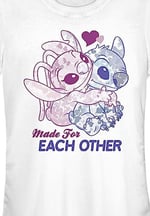Disney Lilo & Stitch - Stitch Angel Together Bisiklet Yaka T-Shirt Tişört Kadın