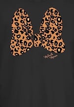 Disney Mickey Classic - Animal Print Bow Bisiklet Yaka T-Shirt Tişört Kadın