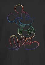 Disney Mickey Mouse - Renkli Desenli Bisiklet Yaka Tişört Kadın