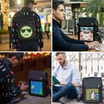 DIVOOM Pixoo Pixoo Pixoo Pixoo Art Laptop Sırt Çantası Erkek 15 inç Su Geçirmez Okul Sırt Çantası Laptop Sırt Çantası Kadın Günlük Çantası 16 x 16 RGB LED Ekranlı Erkek Kadın Okul İş Seyahat, Siyah