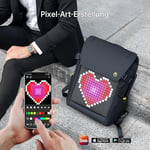 DIVOOM Pixoo Pixoo Pixoo Pixoo Art Laptop Sırt Çantası Erkek 15 inç Su Geçirmez Okul Sırt Çantası Laptop Sırt Çantası Kadın Günlük Çantası 16 x 16 RGB LED Ekranlı Erkek Kadın Okul İş Seyahat, Siyah