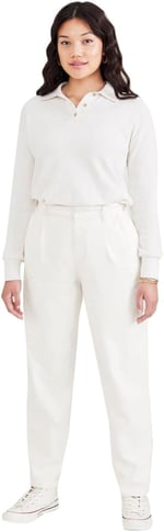 Dockers High Waist Pleated Original Khaki Tapered Pantolon Klasik Pantolon Kadın