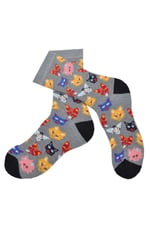 Do&De Flora Hareketli Erkek Çorap Gri (Kedi Desenli) - (40/44)