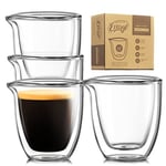 Dökme Espresso Bardakları 4'lü Set - Cam Espresso Bardakları Bacalı Shot Bardağı 2.5 oz - Çift Espresso Bardakları - Küçük Çift Duvarlı Şeffaf Espresso Bardakları - Expresso Kahve Fincanı - Espresso