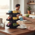 Döner 12 Bölmeli Poşet Çay Standı 4x3 Model-1 SİYAH