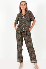 DoReMi Desenli Kısa Kollu Kadın Pijama Takım YEŞİL M-L