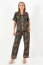 DoReMi Desenli Kısa Kollu Kadın Pijama Takım YEŞİL M-L