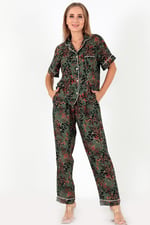 DoReMi Desenli Kısa Kollu Kadın Pijama Takım YEŞİL M-L