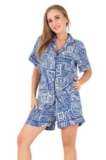 DoReMi Desenli Kısa Kollu Kadın Şortlu Pijama Takım