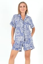 DoReMi Desenli Kısa Kollu Kadın Şortlu Pijama Takım