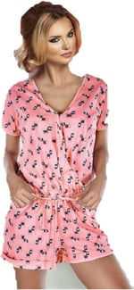DoReMi Kadın Somon Funky Zebra Tulum 002-000216 - Bedenler: M, L-XL