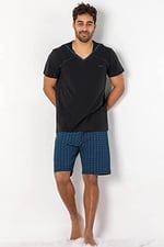 DoReMi Kısa Kollu Erkek Pijama Takım SİYAH XXL