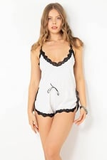 DoReMi Pamuklu Şortlu Tulum Pijama BEYAZ M-L